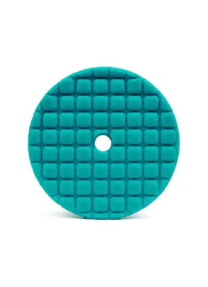 Teal ARC polishing foam pad with a precision cutaway profile for consistent contact across curved and contoured surfaces